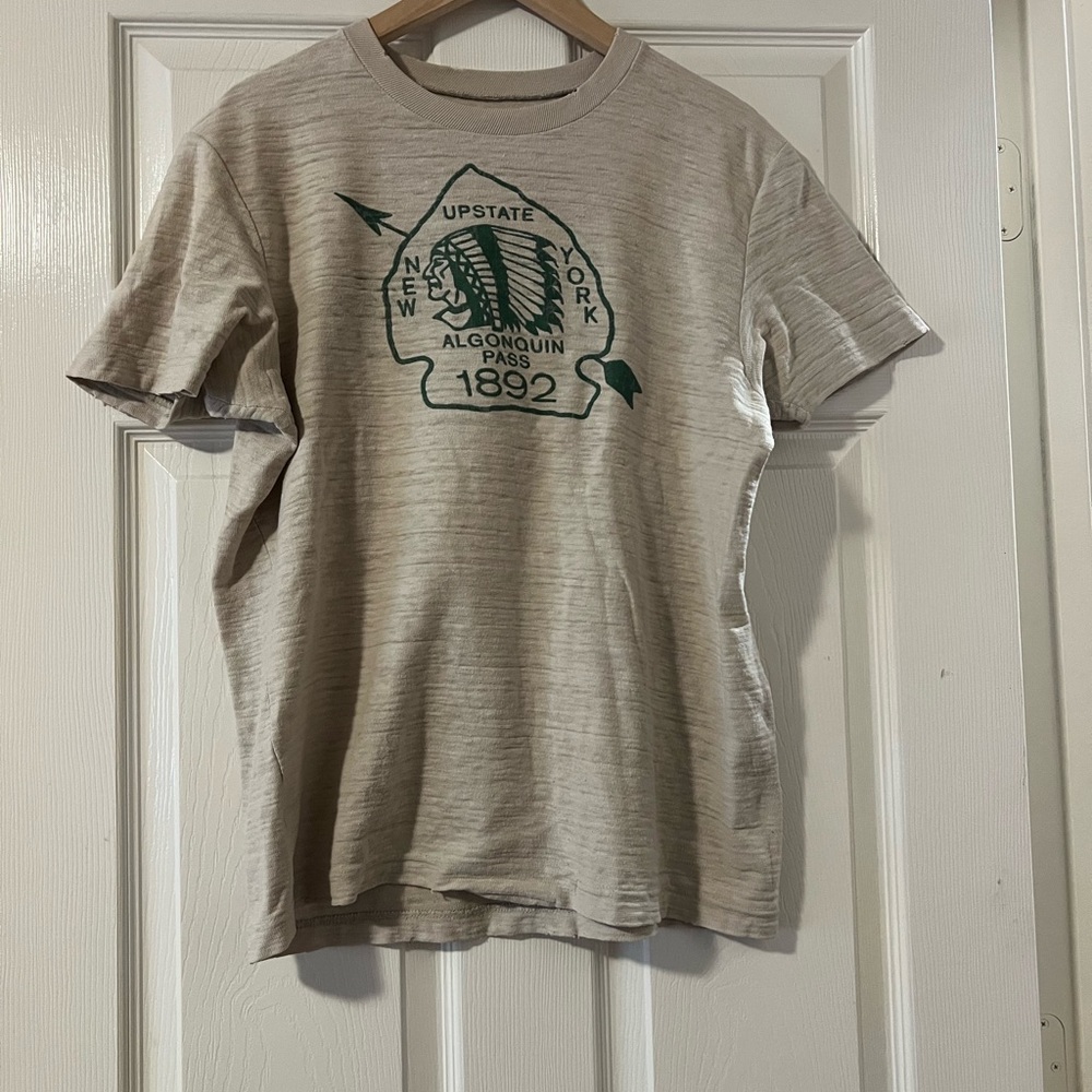 Men's Casual Beige Graphic Tee